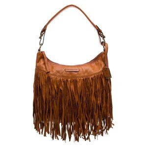 Frye Heidi Fringe Hobo, Whiskey Leather, Rare Vintage EUC